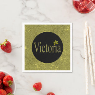 Servilleta De Papel Golden Flecks Victoria Name Design,