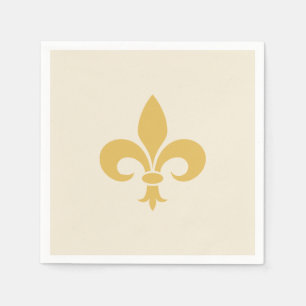 Servilleta De Papel Golden Fleur-de-Lis en Champagne Beige