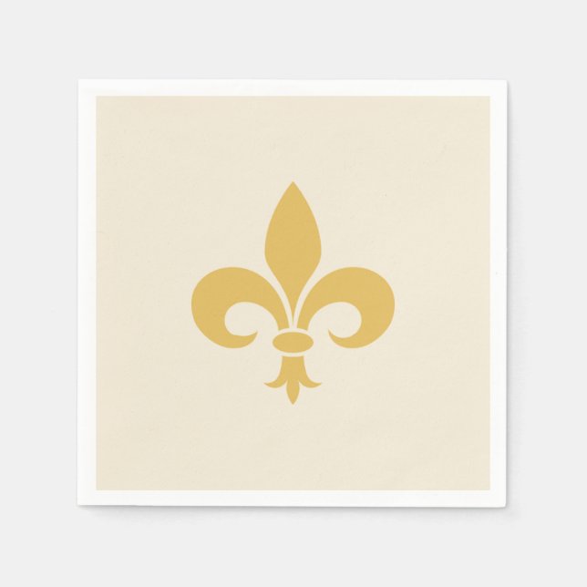Servilleta De Papel Golden Fleur-de-Lis en Champagne Beige (Anverso)