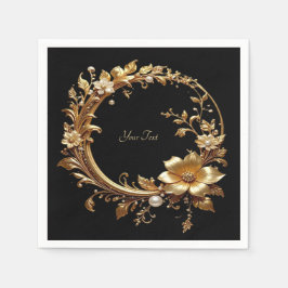Servilleta De Papel Golden Floral Ornate Frame