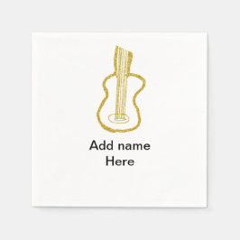 Servilleta De Papel Golden glitter acoustic guitar add name doodle 