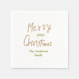 Servilleta De Papel Golden glitter merry christmas add family name yea