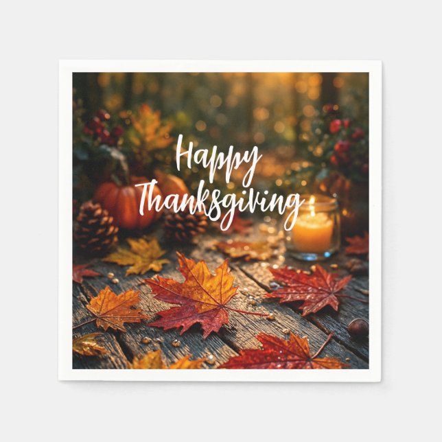 Servilleta De Papel Golden Harvest Glow – Thanksgiving Greeting (Anverso)
