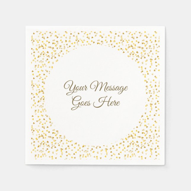 Servilleta De Papel Golden Love Hearts Confetti Elegant Modern Script (Anverso)