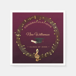 Servilleta De Papel Golden Music Treble Clef Y Cap