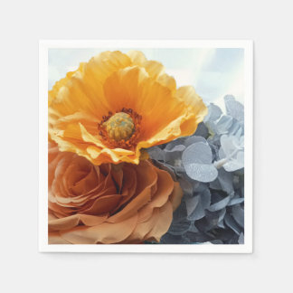 Servilleta De Papel Golden Petals and Grey Foliage Napkin