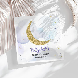 Servilleta De Papel Golden Purpurina Moon Baby Shower