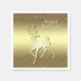 Servilleta De Papel Golden Reindeer Snowy Holiday Napkin