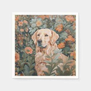 Servilleta De Papel Golden Retriever al estilo de William Morris