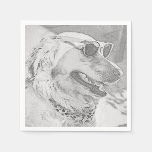 Servilleta De Papel Golden Retriever con gafas de sol