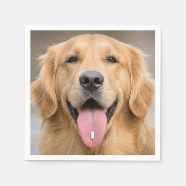 Servilleta De Papel Golden Retriever con una pastilla (Anverso)