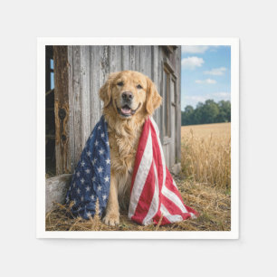 Servilleta De Papel Golden Retriever cubierto con una bandera estadoun