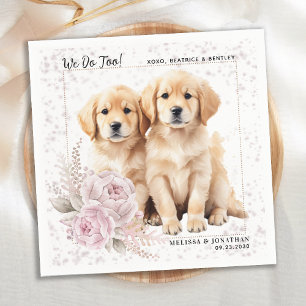 Servilleta De Papel Golden Retriever Do Too Pink Floral Dog Boda