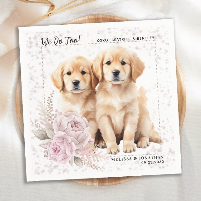 Servilleta De Papel Golden Retriever Do Too Pink Floral Dog Boda (Subido por el creador)