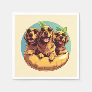 Servilleta De Papel Golden Retriever Dogs Summer Pool Floats
