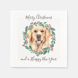 Servilleta De Papel Golden Retriever Elegant Dog Merry Christmas