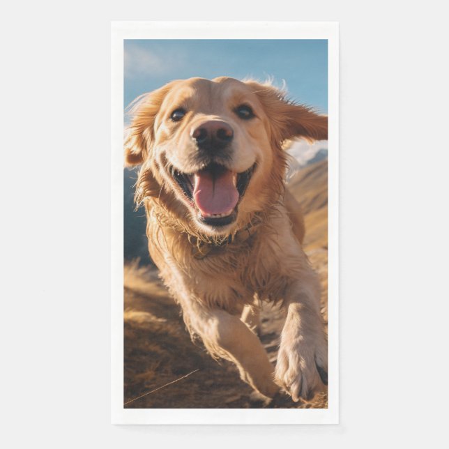 Servilleta De Papel Golden Retriever Feliz Corriendo  (Anverso)