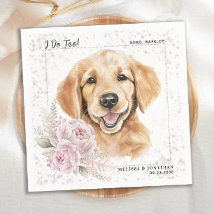Servilleta De Papel Golden Retriever I Do Too Pink Floral Dog Boda
