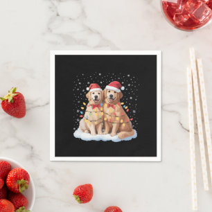 Servilleta De Papel Golden Retriever Navidad Sombrero de Santa Reno 