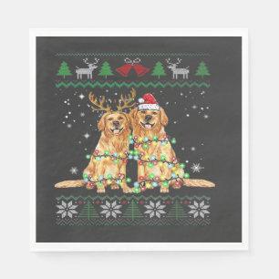 Servilleta De Papel Golden retriever Perro feo de Navidad Divertida Na
