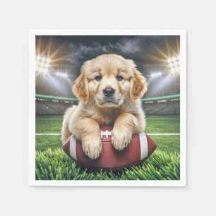 Servilleta De Papel Golden Retriever Puppy En Un Fútbol
