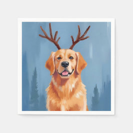 Servilleta De Papel Golden Retriever Reindeer Antlers Christmas Dog