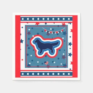 Servilleta De Papel Golden Retriever Rojo Blanco Y Azul 4 De Julio