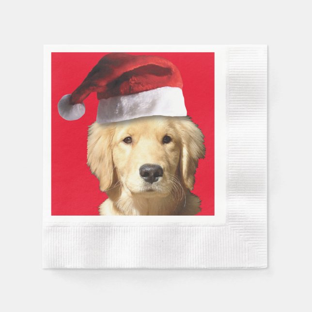 Servilleta De Papel Golden Retriever Santa Claus (Anverso)