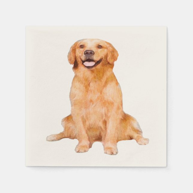 Servilleta De Papel Golden Retriever Sitting (Anverso)