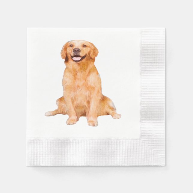Servilleta De Papel Golden Retriever Sitting (Anverso)