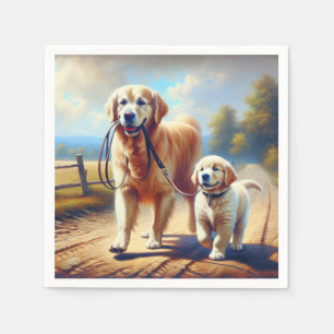 Servilleta De Papel Golden Retrievers fuera para un paseo