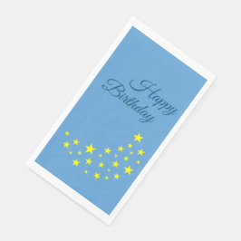 Servilleta De Papel Golden Starry Moon en Picton Blue Happy Birday