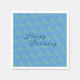 Servilleta De Papel Golden Starry Moon, Picton Blue Happy Birday