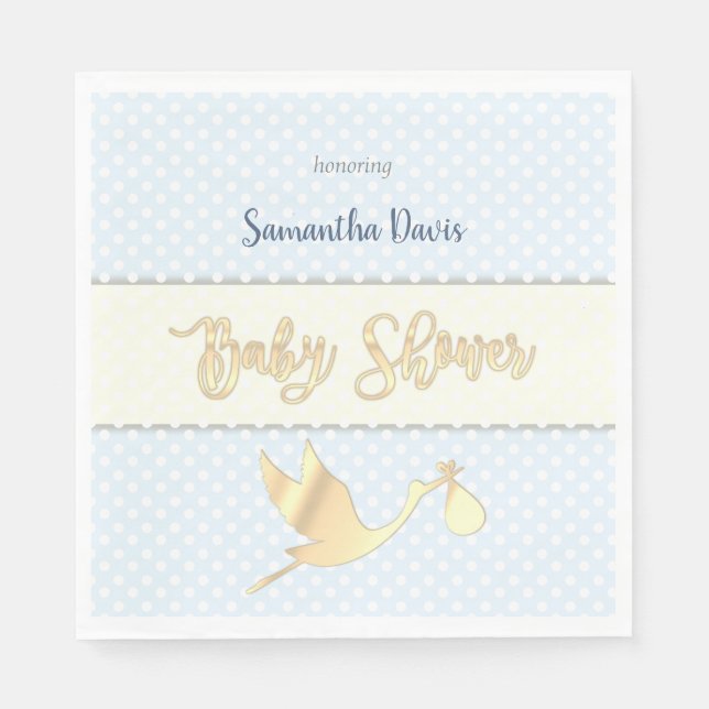 Servilleta De Papel Golden Stork Baby Boy Baby Shower (Anverso)