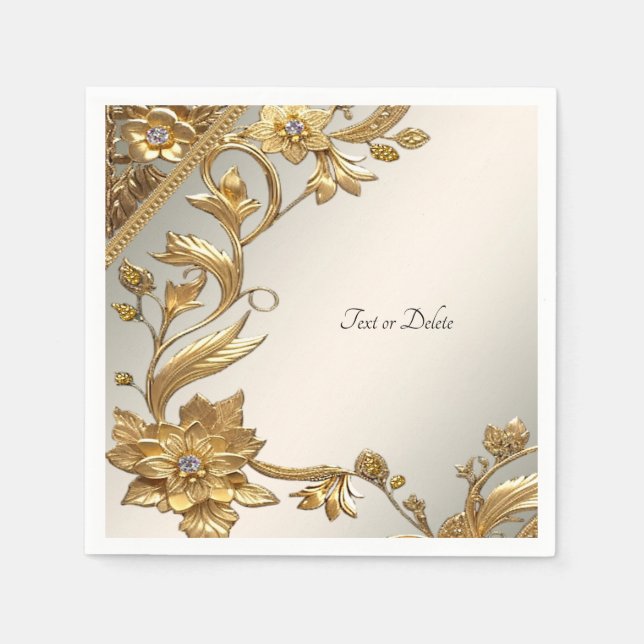 Servilleta De Papel Golden Wavy deja la floral (Anverso)