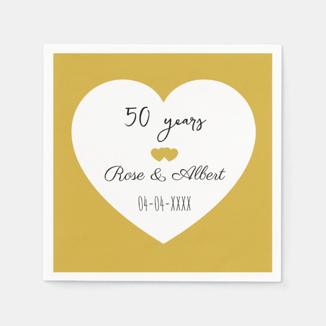 Servilleta De Papel Golden Wedding, 50 Years of Marriage, Custom  (Anverso)