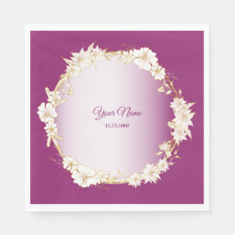 Servilleta De Papel Golden White Floral Pink Geometric Wedding Party