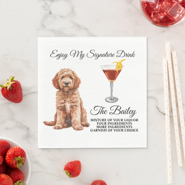 Servilleta De Papel Goldendoodle Boda Firma Bebidas servilletas (In situ)