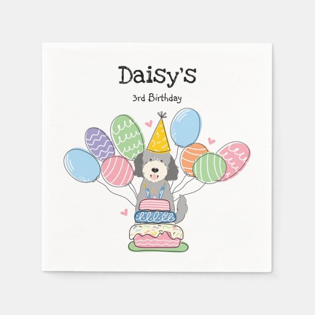 Servilleta De Papel Goldendoodle Dog Napkins De Papel De Cumpleaños (Anverso)
