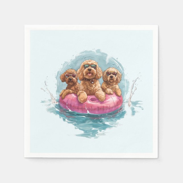 Servilleta De Papel Goldendoodle Dogs Verano Pineapple Float (Anverso)