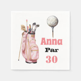 Servilleta De Papel Golf 30 Aniversario Par tee woman rosa