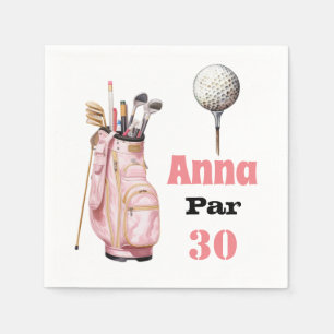 Servilleta De Papel Golf 30 Aniversario Par tee woman rosa