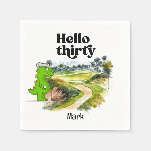 Servilleta De Papel Golf 30 cumpleaños para acuarela fiesta golfista (Anverso)