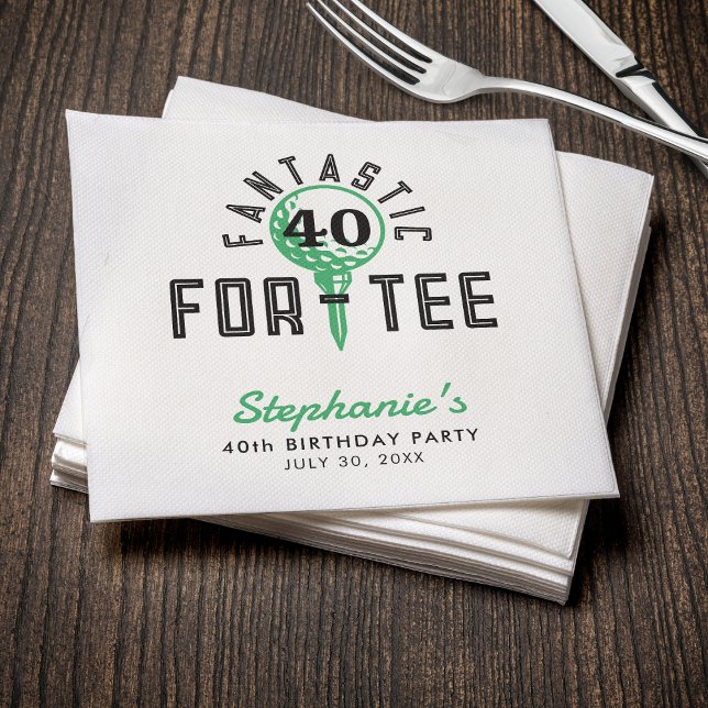 Servilleta De Papel Golf 40.º Fiesta de cumpleaños fantástico para Tee (Golf 40th Birthday Party Fantastic For-Tee White Napkins
)