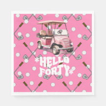 Golf 40 cumpleaños con una mujer de carrito rosa g