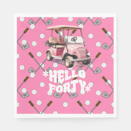 Servilleta De Papel Golf 40 cumpleaños con una mujer de carrito rosa g