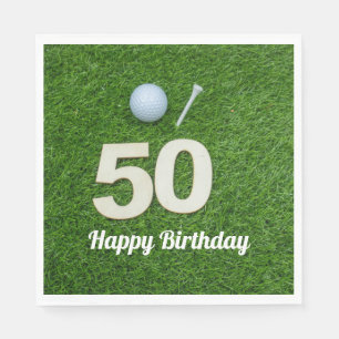 Servilleta De Papel Golf 50.ª bola de golf de cumpleaños y tee on gree