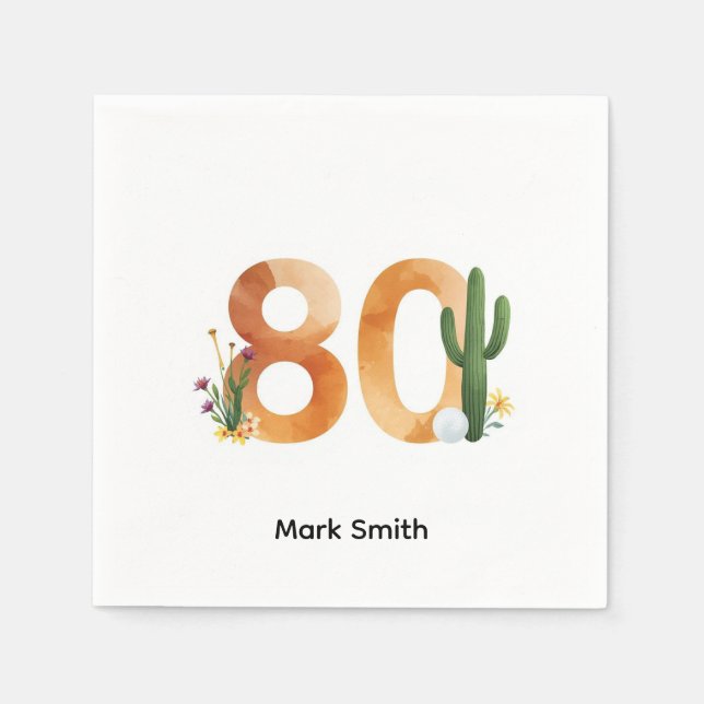 Servilleta De Papel Golf 80th Birthday with golf ball  Arizona golfer (Anverso)