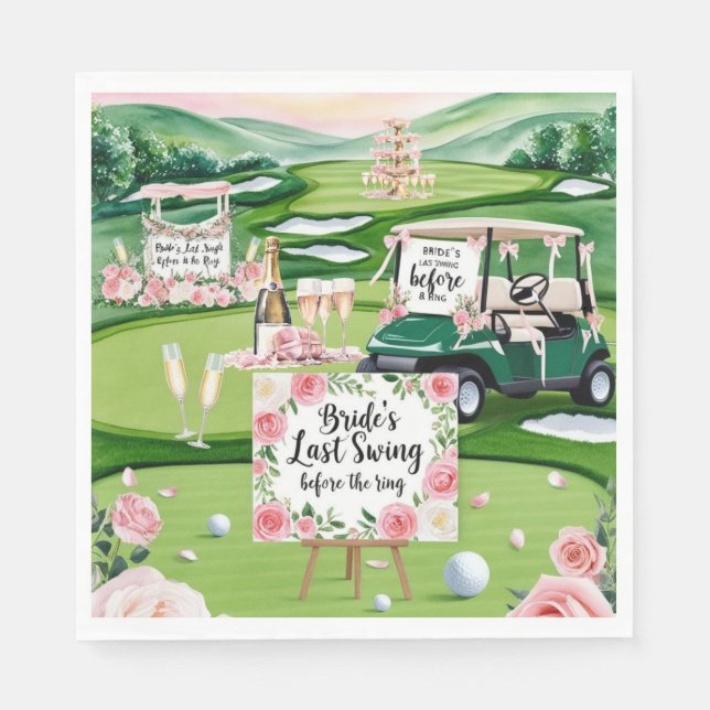 Servilleta De Papel Golf Bachelorette Party para Golfer (Anverso)