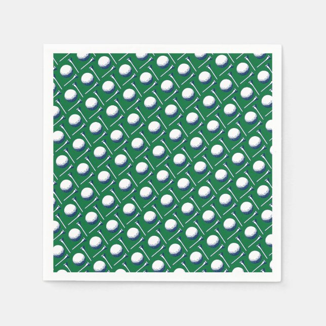 Servilleta De Papel Golf Ball Tee Pattern azul green Golfing Classic (Anverso)